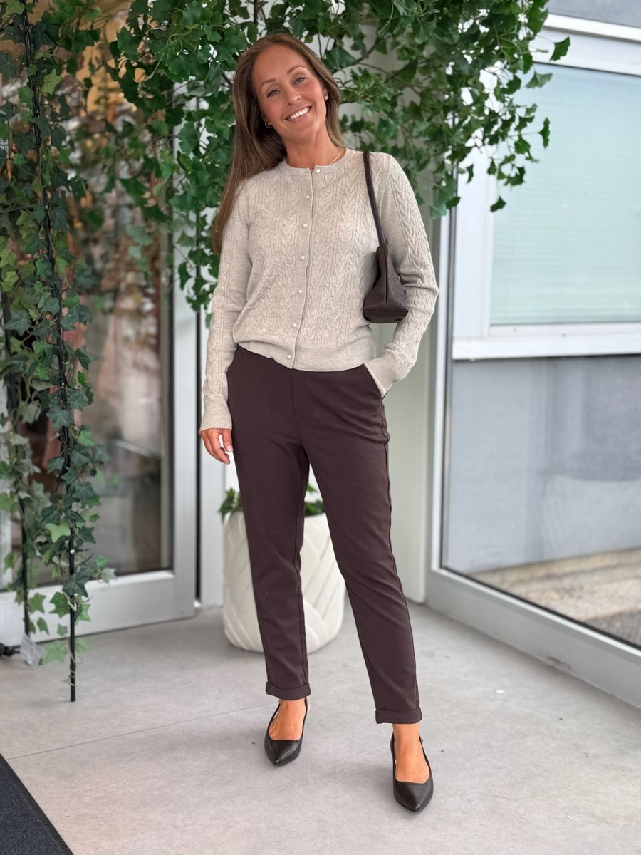 KERRY CABEL KNIT CARDIGAN - SAND