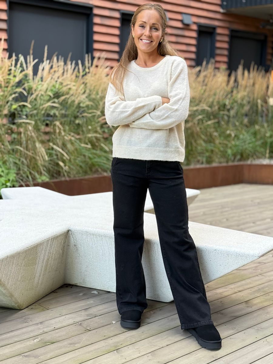 LORY STRIKKE GENSER - CREAM MELERT