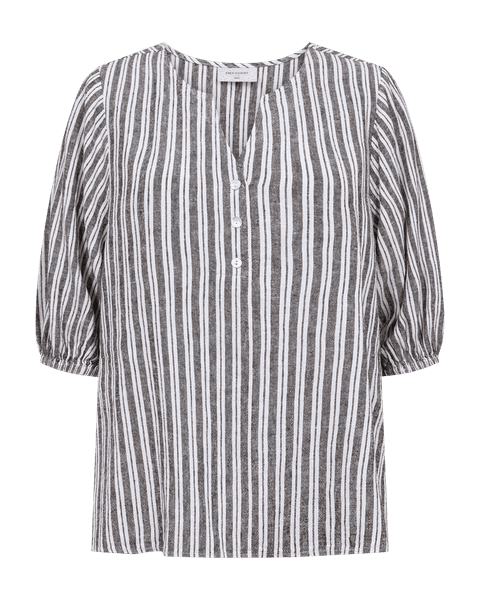 Hovedbilde LAVA LIN/VISCOSE TOPP STRIPET - BRUN/HVIT
