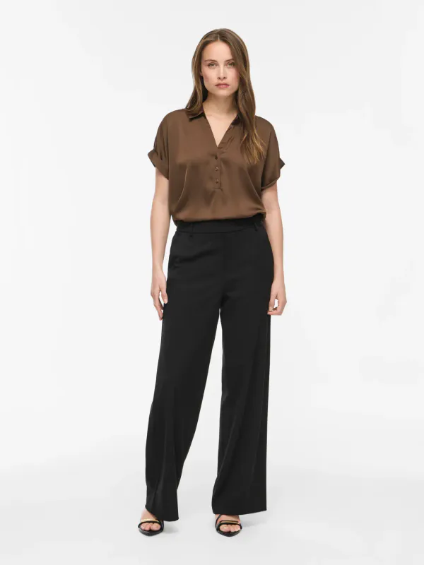 ENNA RAVENNA BLUSE M/KORT ERM - BRUN