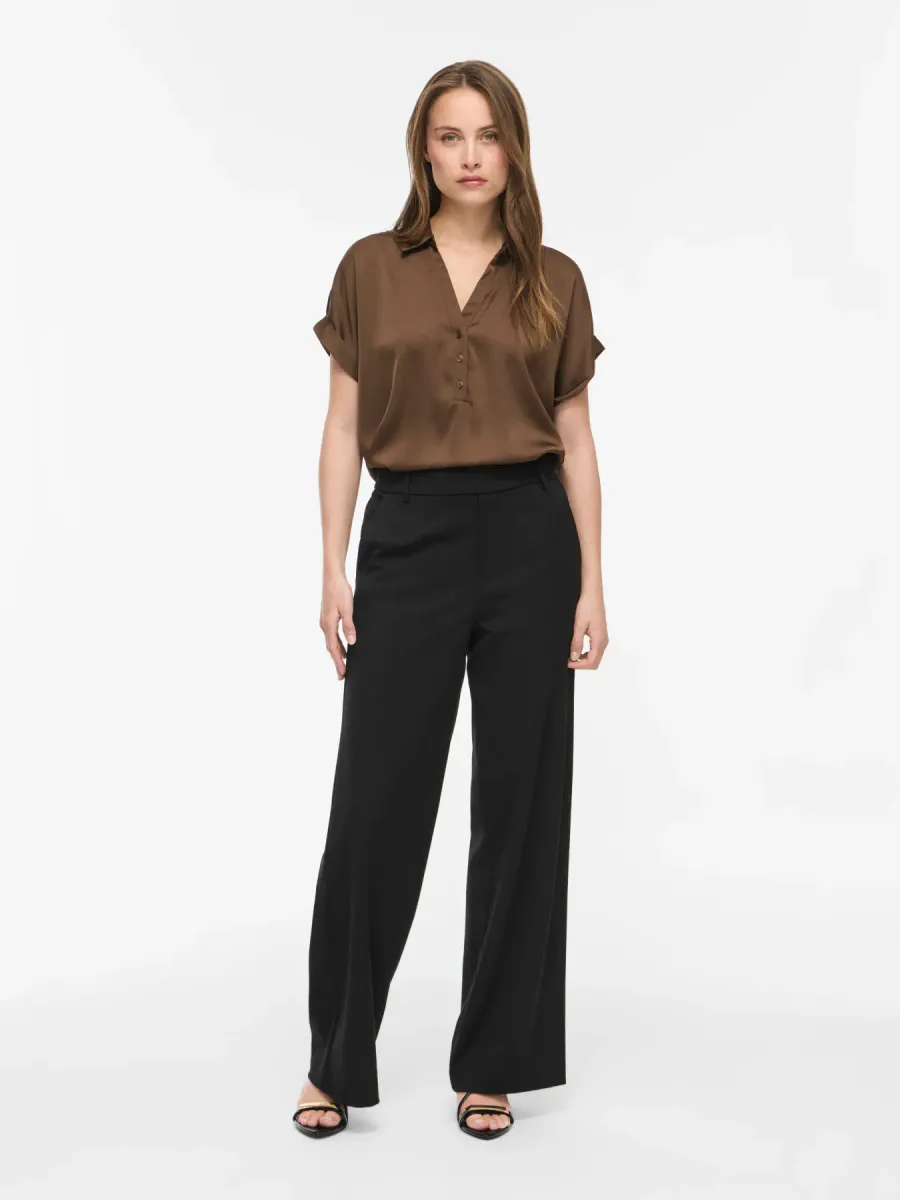 ENNA RAVENNA BLUSE M/KORT ERM - BRUN