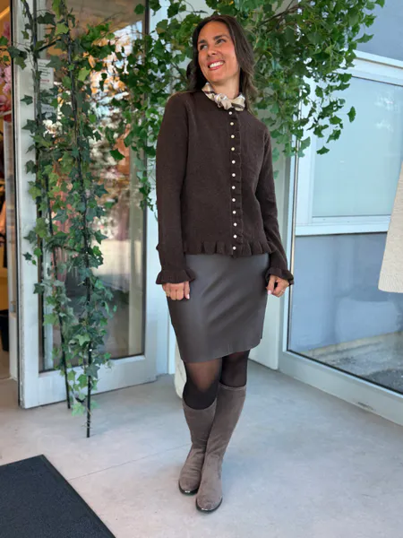 Hovedbilde JACIA CARDIGAN M/FRILL - BRUN MELERT