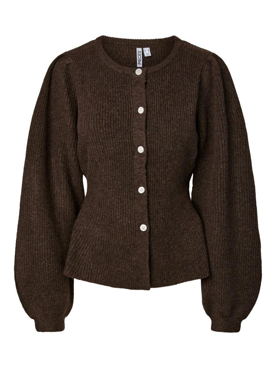SILLY CARDIGAN M/ PUFF & LANG ERM - BRUN