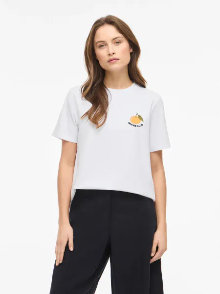 Hovedbilde NORA T-SHIRT - HVIT M/ORANGE
