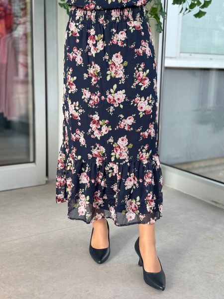 Hovedbilde EMMA SKJØRT FLOWER - NAVY