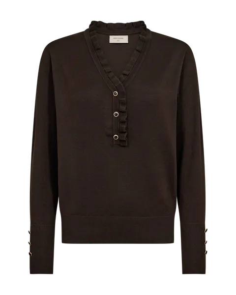 Hovedbilde KATIE GENSER FRILL & V-HALS - BRUN