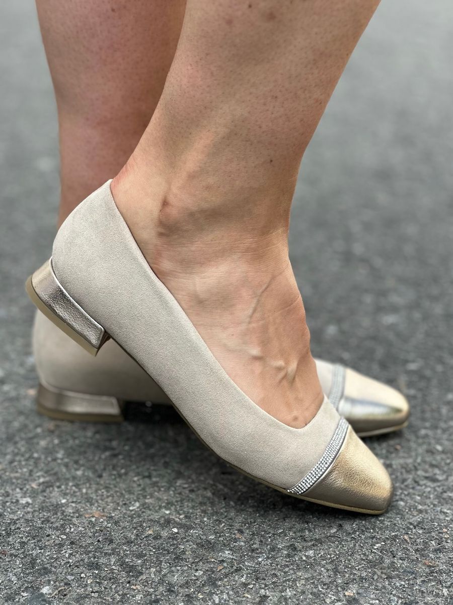 BALLERINA M/LAV HÆL - SAND / ROSEGULL