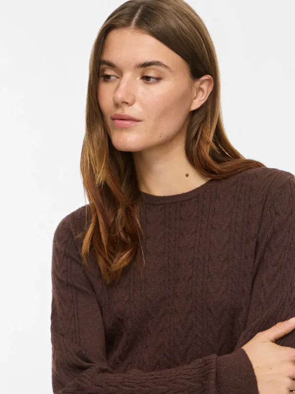 KERRY CABEL KNIT GENSER - BRUN