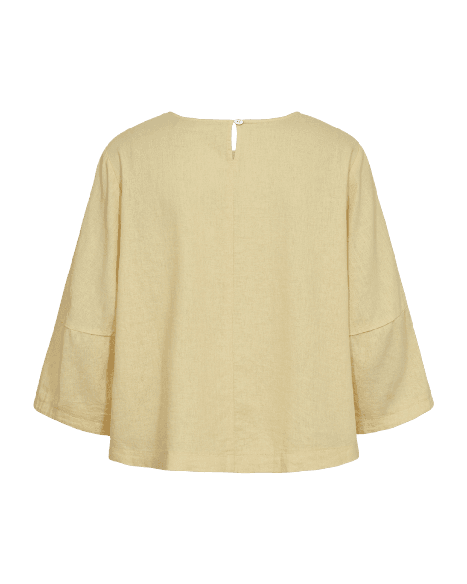 LAVA LIN/VISCOSE TOPP M/SMOCK - GUL