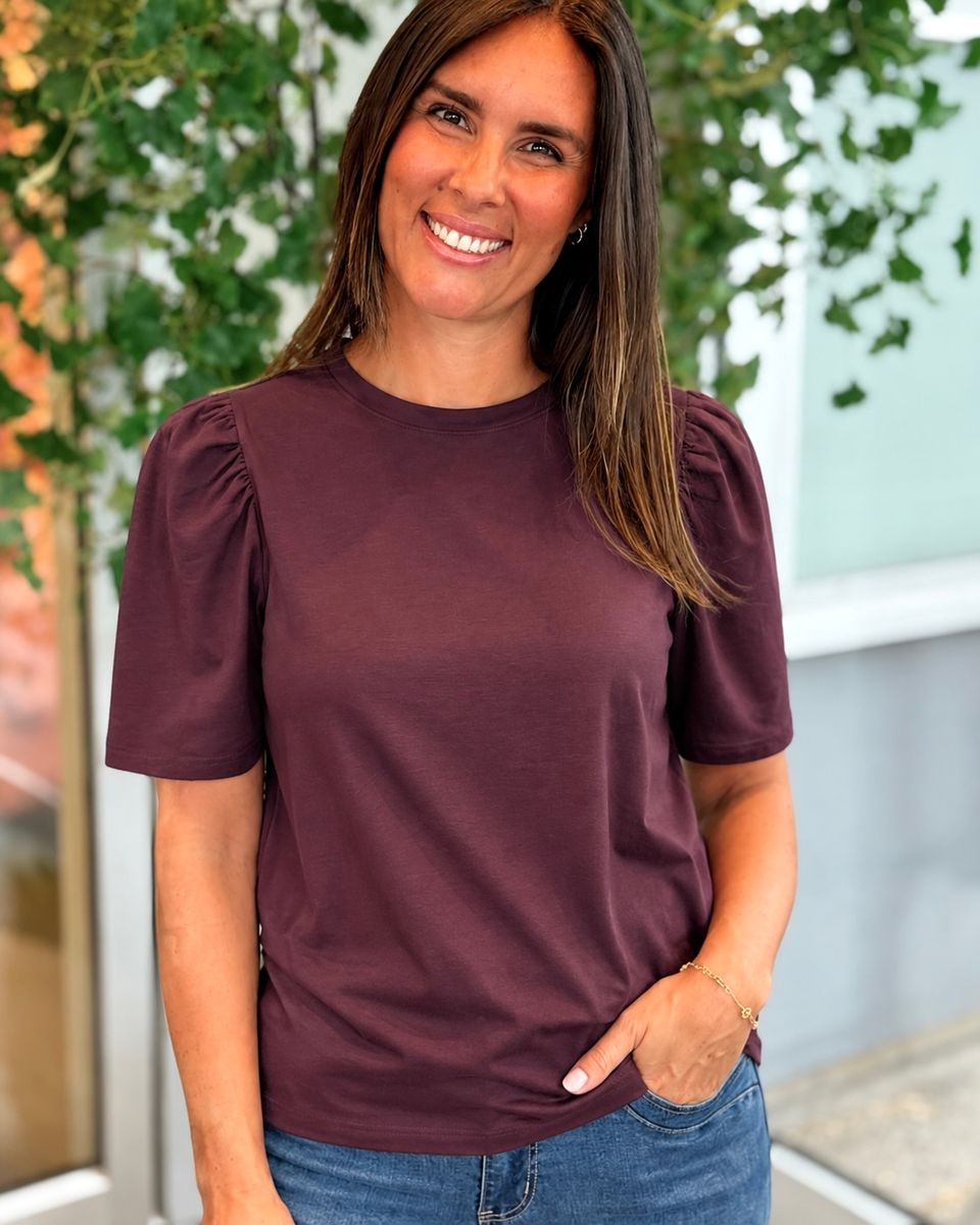 FENJA T-SHIRT M/PUFFERM - PLOMME