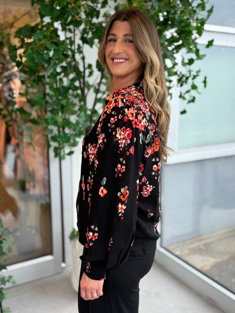 ELMA BLUSE FLOWER - SORT