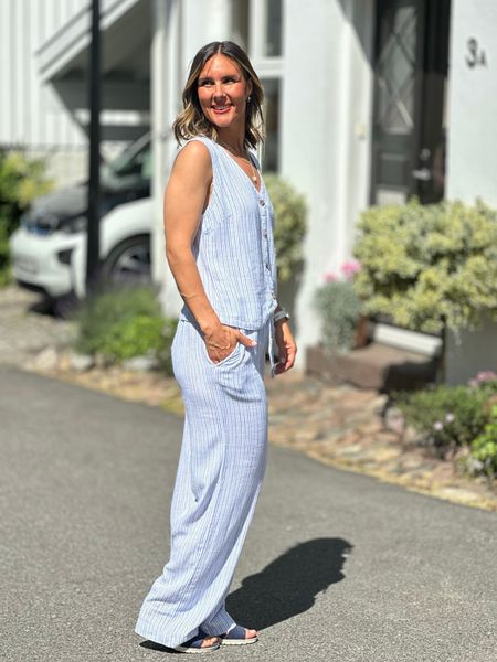 Hovedbilde LAVARA VEST STRIPES - DENIMBLÅ/HVIT