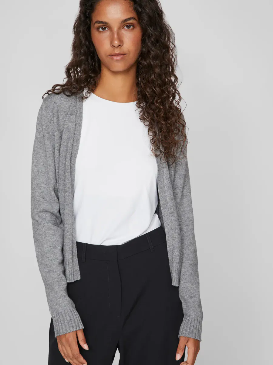 VIRIL SHORT CARDIGAN - GRÅ MELERT