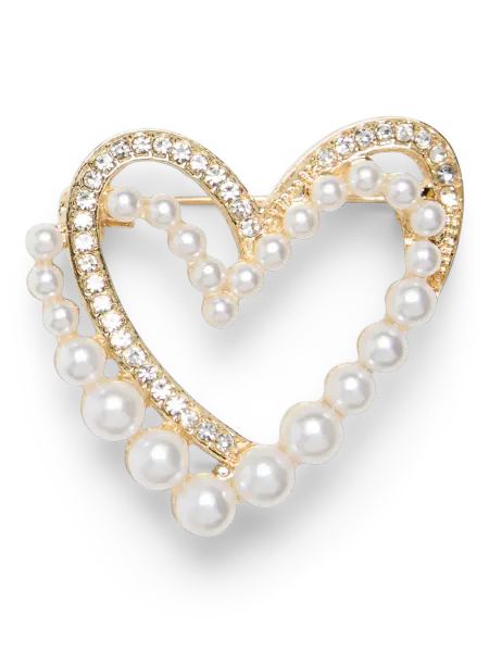 Hovedbilde BROSJE PEARL HEART - GULL