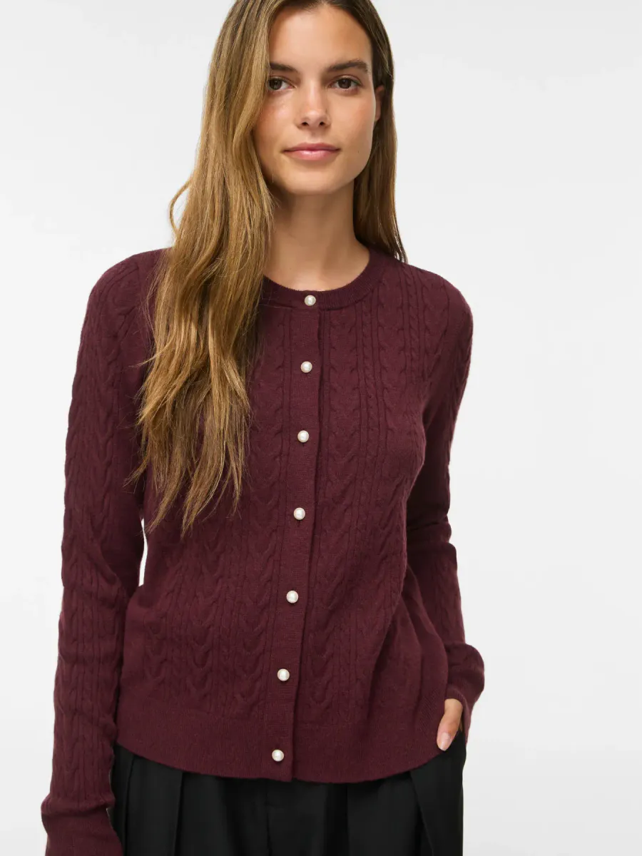 KERRY CABEL KNIT CARDIGAN - PLOMME