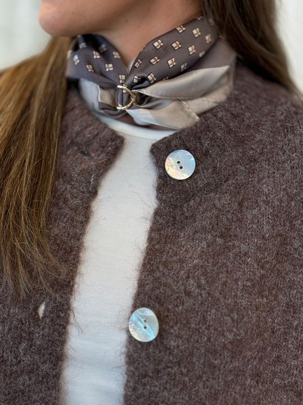 GRSLULU CARDIGAN M/LOMMER - BRUN MELERT