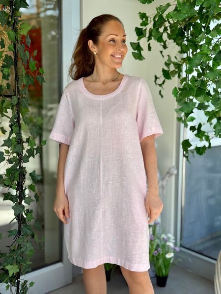 Hovedbilde LAVA LIN/VISCOSE KJOLE STRIPET - ROSA/OFFWHITE