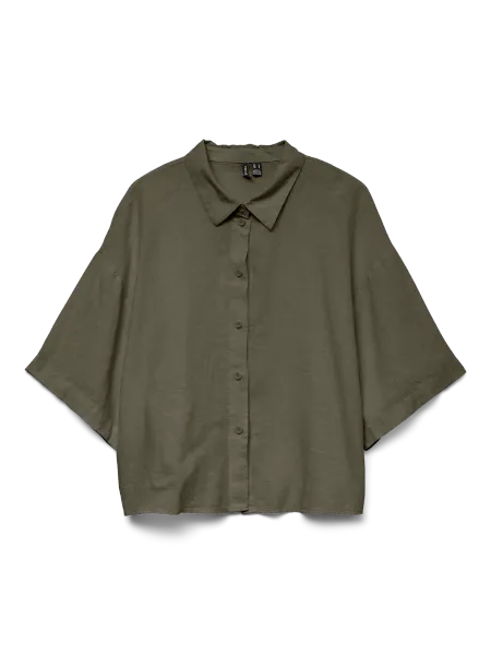 Hovedbilde LINN SKJORTE M/KORT ERM  - OLIVEN