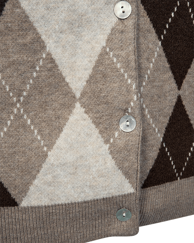 SIBYLL CARDIGAN M/ARGYLE - TAUPE / BRUN