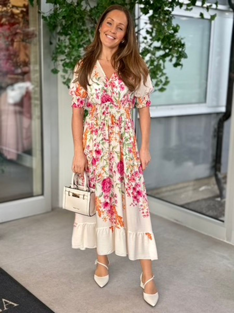 BELLA MAXI DRESS - CREAM/PINK