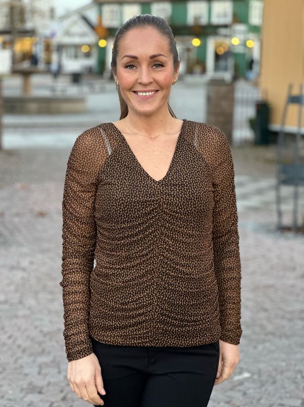 MONO TOPP - COGNAC/SORT MØNSTRET