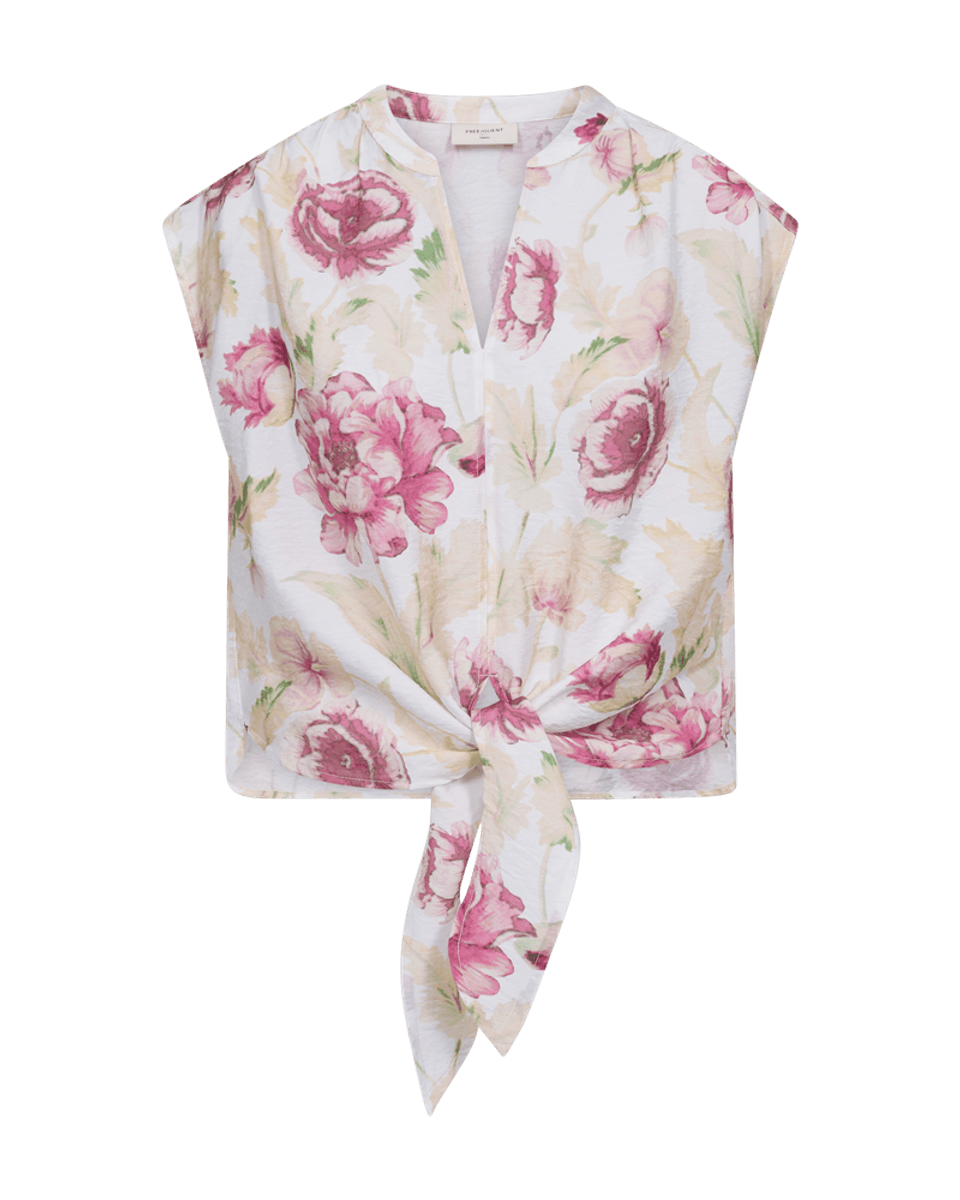MAISE BLUSE M/KNYTING - ROSA BLOMSTER