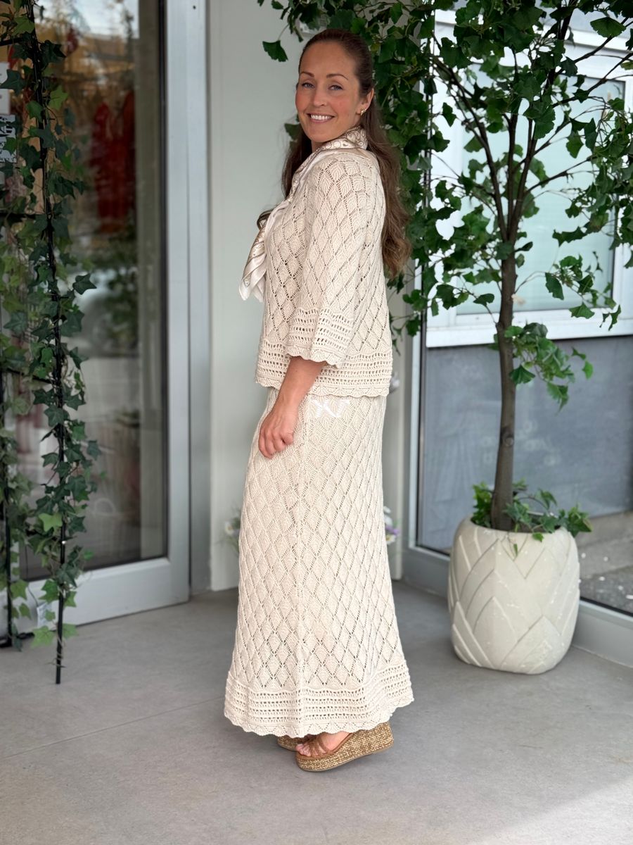 EVIE STRIKKET SKJØRT - CREAM