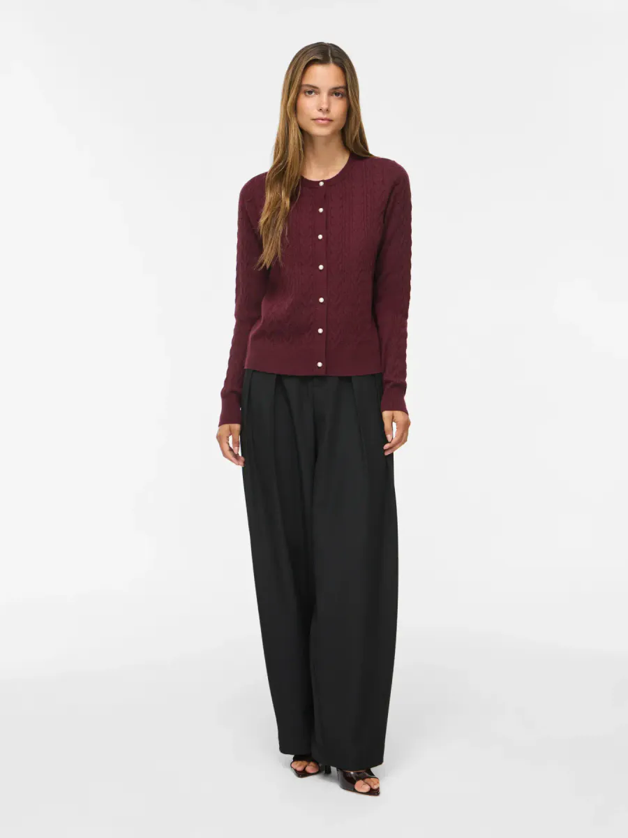 KERRY CABEL KNIT CARDIGAN - PLOMME