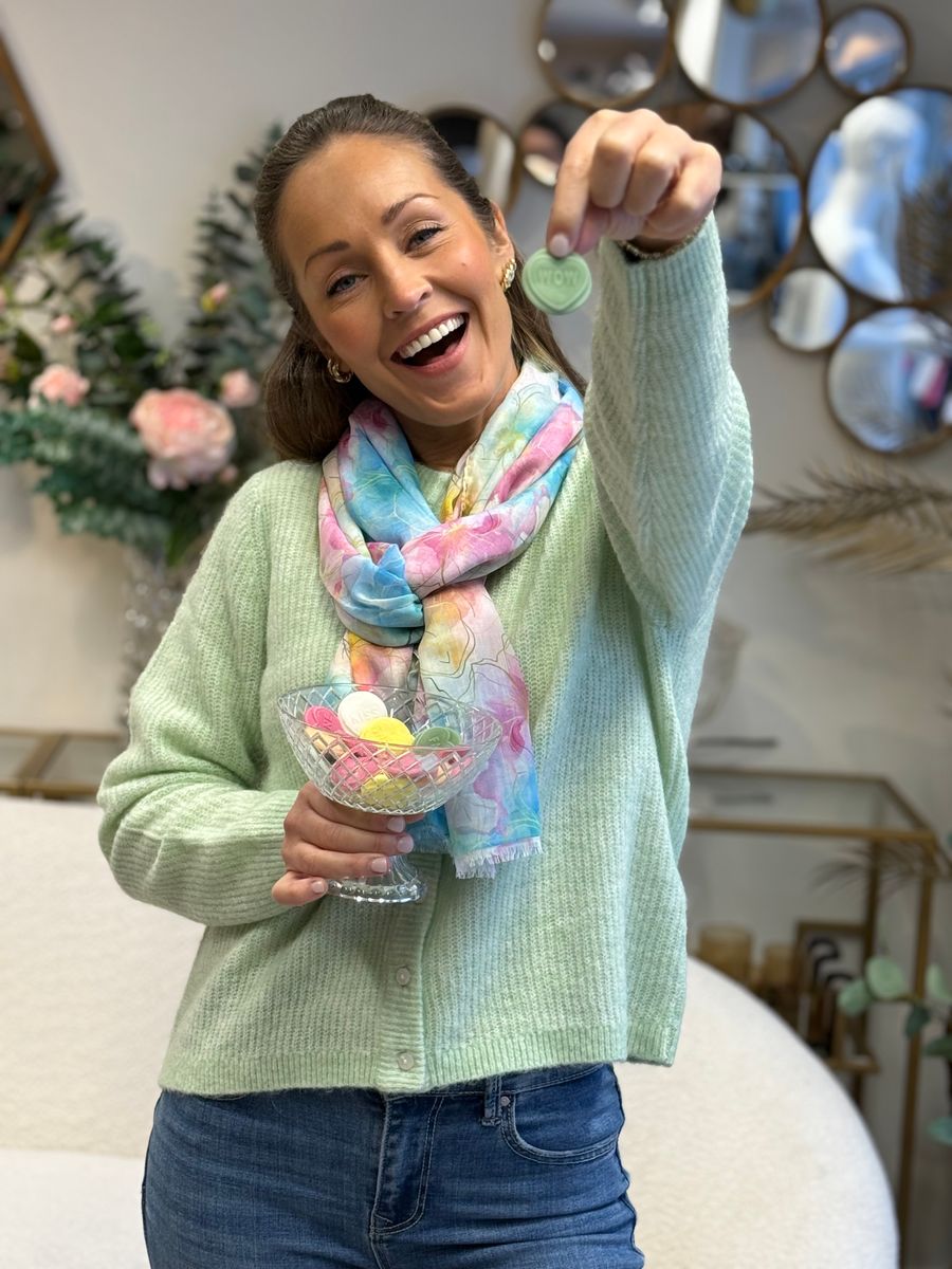 SKJERF BLOMSTER PRINT - CERISE/BLÅ/GRØNN