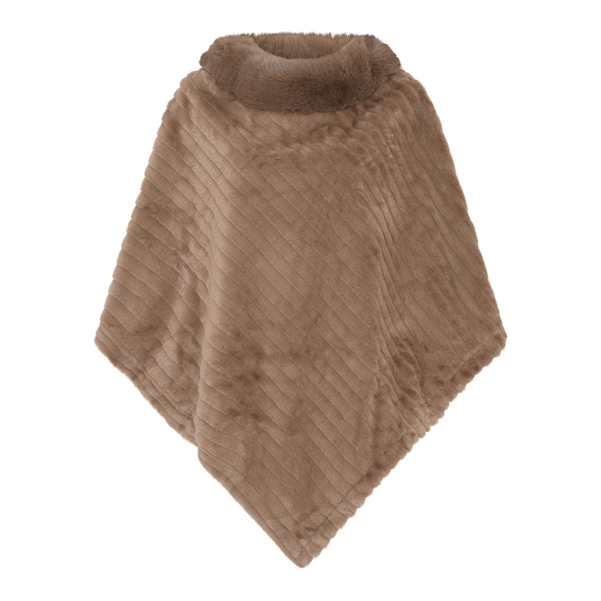 PONCHO FAKE FUR - TAUPE