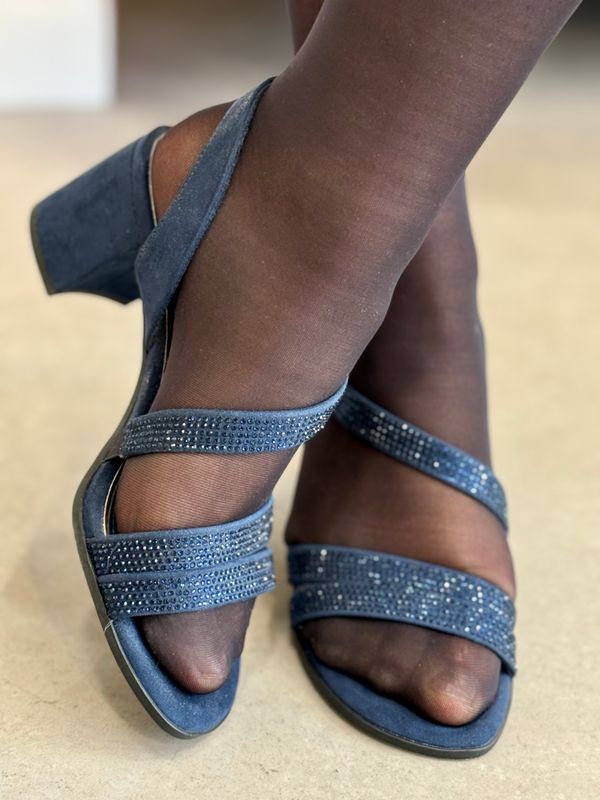 SANDALETT M/STRASS - NAVY