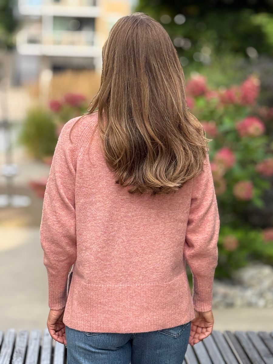 VIDOO PULLOVER M/BLOMST - MISTY ROSE