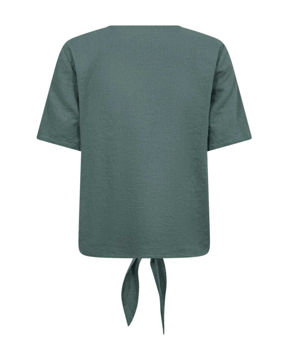 LAVA LIN/VISCOSE BLUSE M/KNYTING - GRØNN