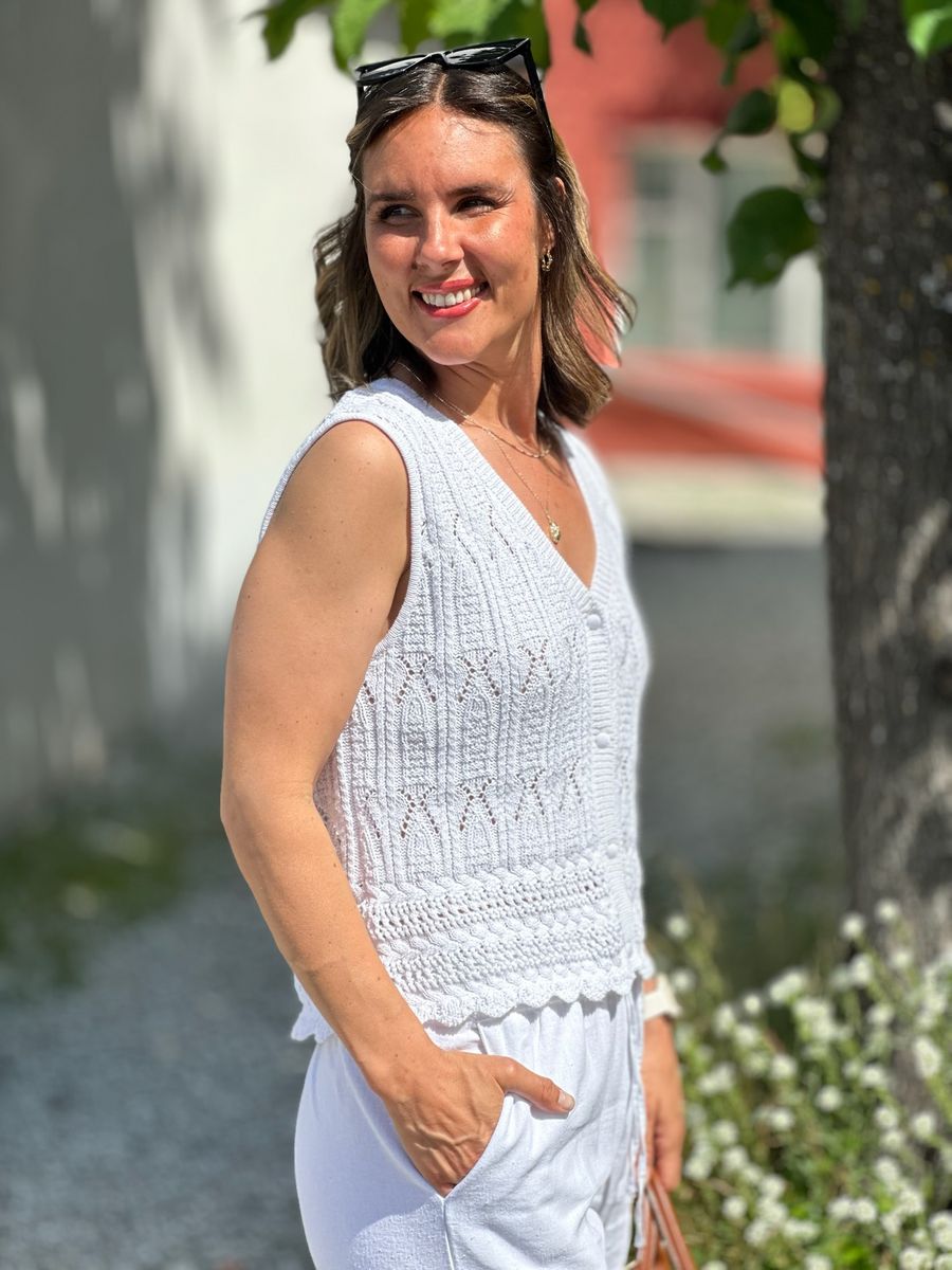 FRAYA STRIKKET TOPP - HVIT