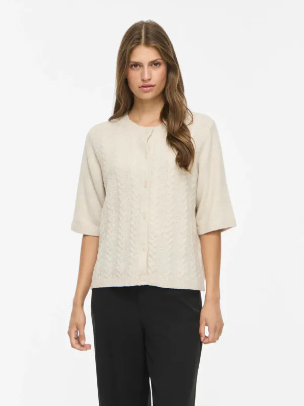 LIGA CABEL CARDIGAN 2/4 ERM - CREAM MELERT