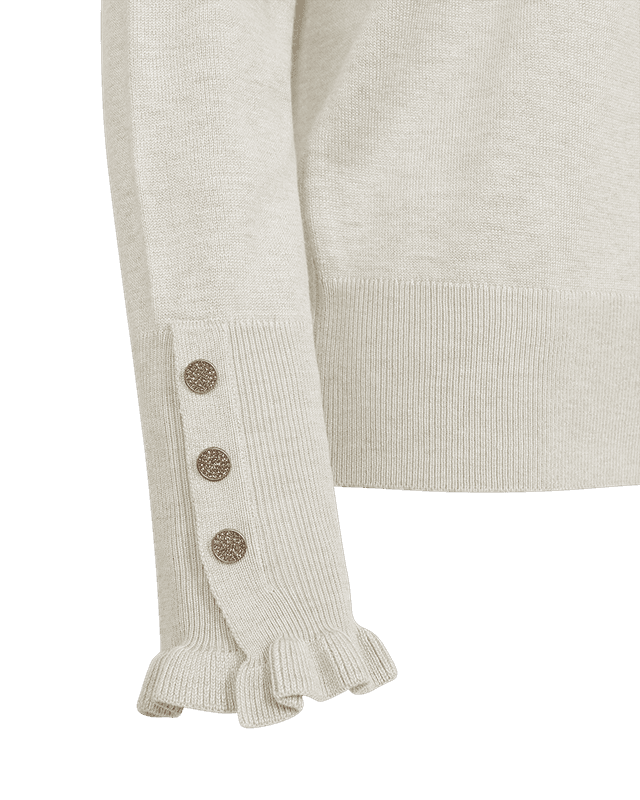 KATIE GENSER FRILL RUND HALS - MOOONBEAM
