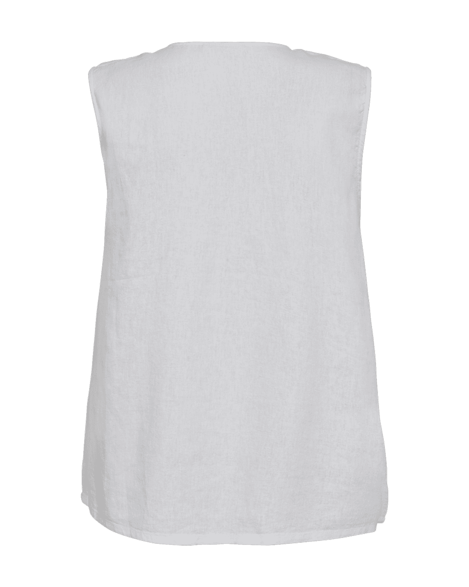 LAVA LIN/VISCOSE TOPP V-HALS - HVIT