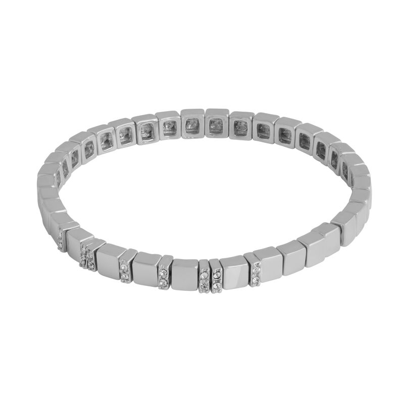 SNÖ OF SWEDEN - BRICK SMALL ELASTIC CRYSTAL ARMBÅND - SØLV