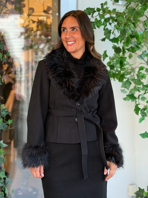 Hovedbilde METIL ULL LOOK JAKKE M/PELS - SORT