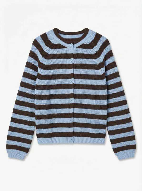 ANNALISE KNIT CARDIGAN - BRUN/BLÅ
