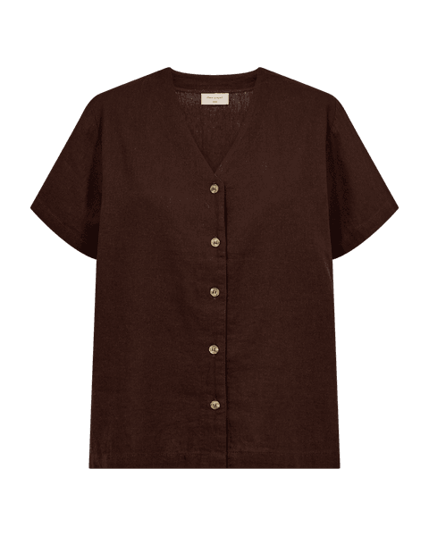 Hovedbilde LAVA LIN/VISCOSE BLUSE V-HALS - BRUN