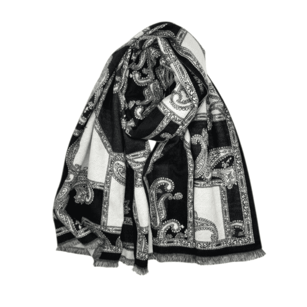 Hovedbilde SKJERF PAISLEY LANGT - SORT / OFFWHITE