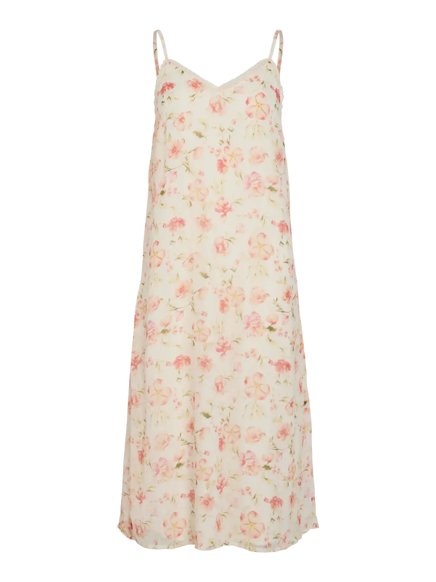 EMMA STROPPE KJOLE FLOWER - CREAM