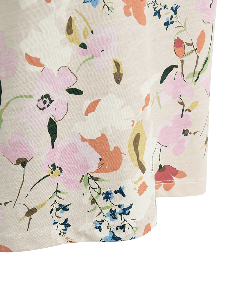 VIVA TOPP V-HALS FLOWER - CREAM/ROSA