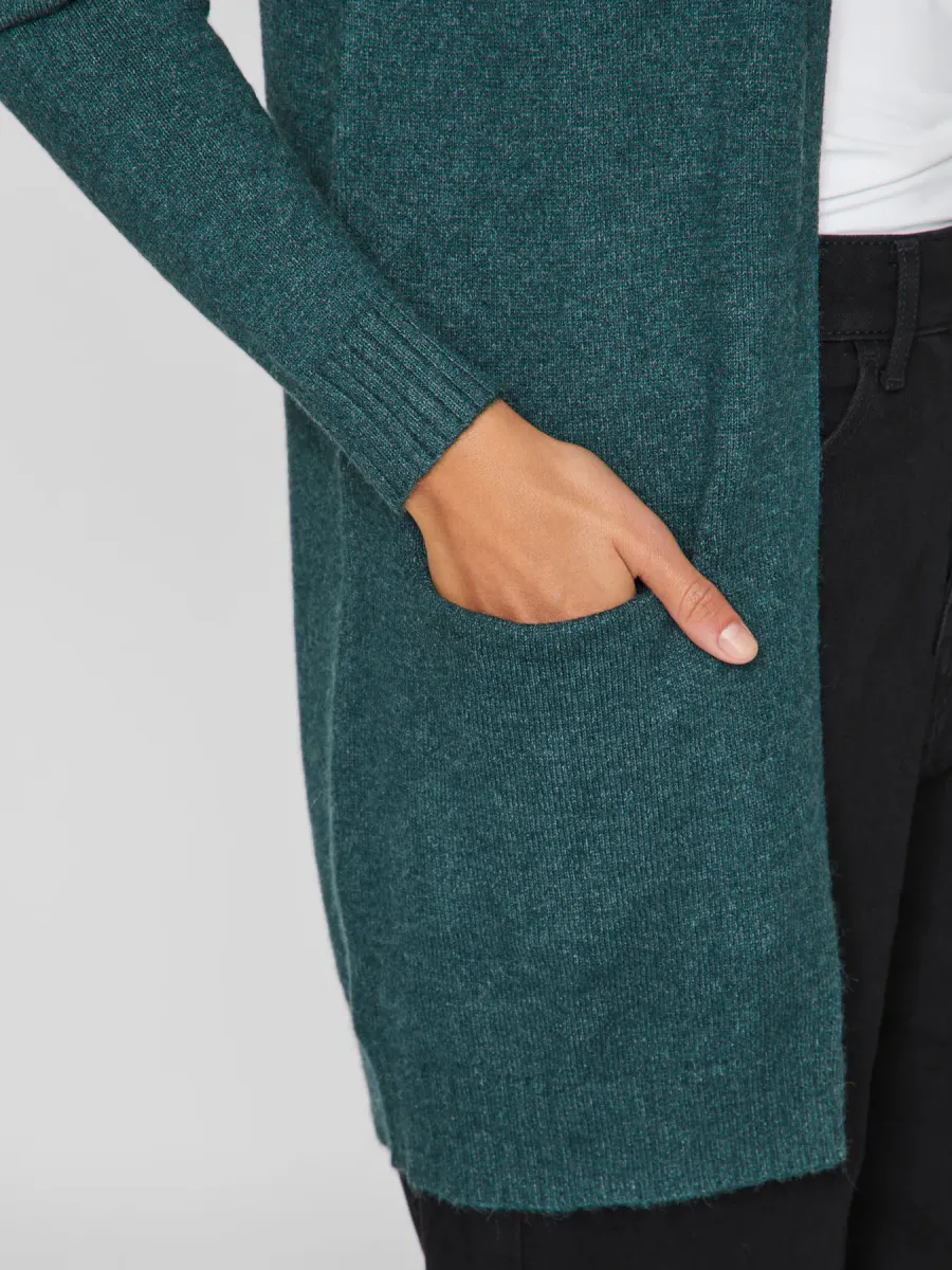 VIRIL CARDIGAN LANG - SMARAGDGRØNN