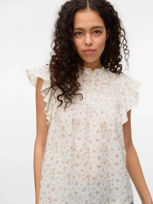 TRINE BLUSE / TOPP - ROSA BLOMSTER