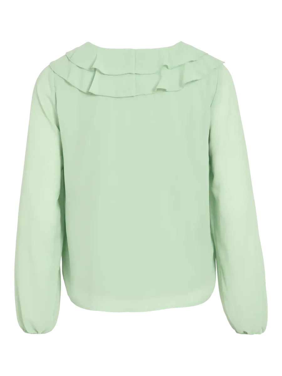 ANE BLUSE M/RYSJER - LYS GRØNN