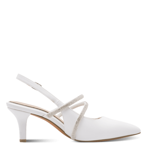 Hovedbilde PUMPS M/SLINGBACK & STRASS - HVIT
