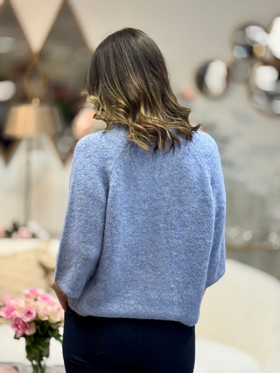 LULU CARDIGAN - HIMMELBLÅ MELERT