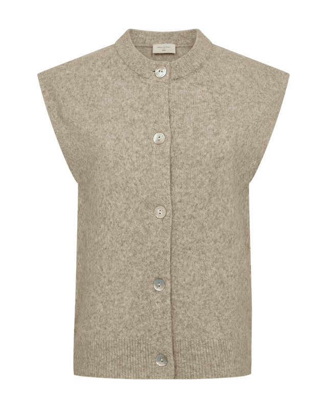 ALPA STRIKKET VEST - CAMEL MELERT